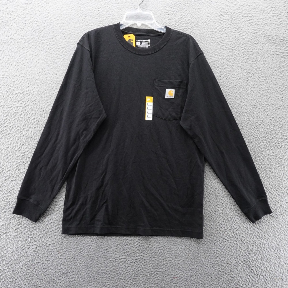 Carhartt Mens Small Black Heavyweight Long Sleeve Pocket T Shirt‎ Loose Fit NEW